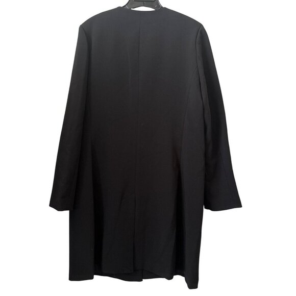 RALPH LAUREN L Black Coat with Snap Buttons Collarless‎ Oversize Look - Picture 5 of 5